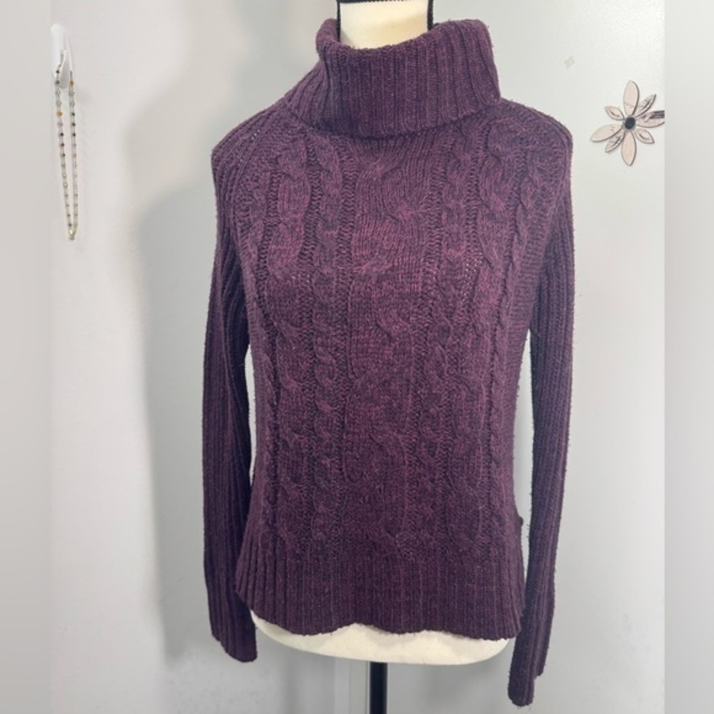 George Women's Red Wine Sweater Pullover Long Sleeve High Neck Size XS